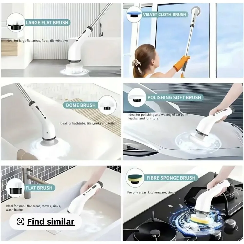 8-in-1 Electric Cleaning Brush Cordless USB-C Rechargeable Scrubber New - Picture 9 of 10